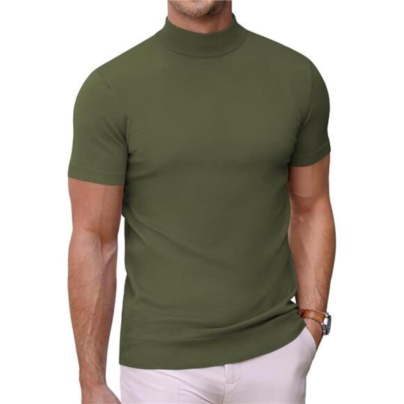 Other - Mens Mock Turtleneck Sweater Short Sleeve Casual Dress Sweater Shirt